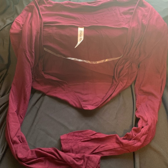 Zenana Premium Sweaters - Burgundy Long Sleeve Shrug